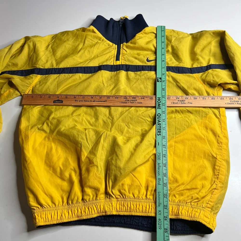 Vintage Nike Reversible Windbreaker Jacket Kids Large 14-16 Yellow Navy Blue Zip